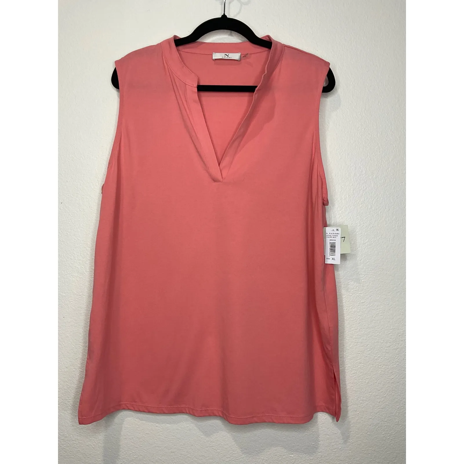 Natori Coral V Neck Sleeveless Tunic Top XL Cotton Blend - Image 2