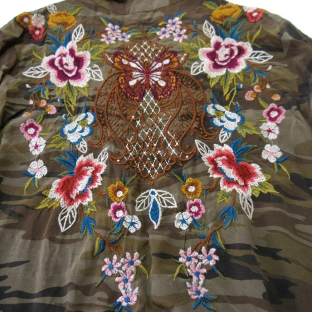 NWT Johnny Was Workshop Camouflage Esmeralda Handkerchief Bolero Shirt S - Image 6