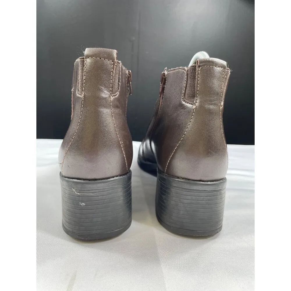Dockers Womens Brown Leather Zippered Ankle Boots SKU 7557 Size 9M - Image 5
