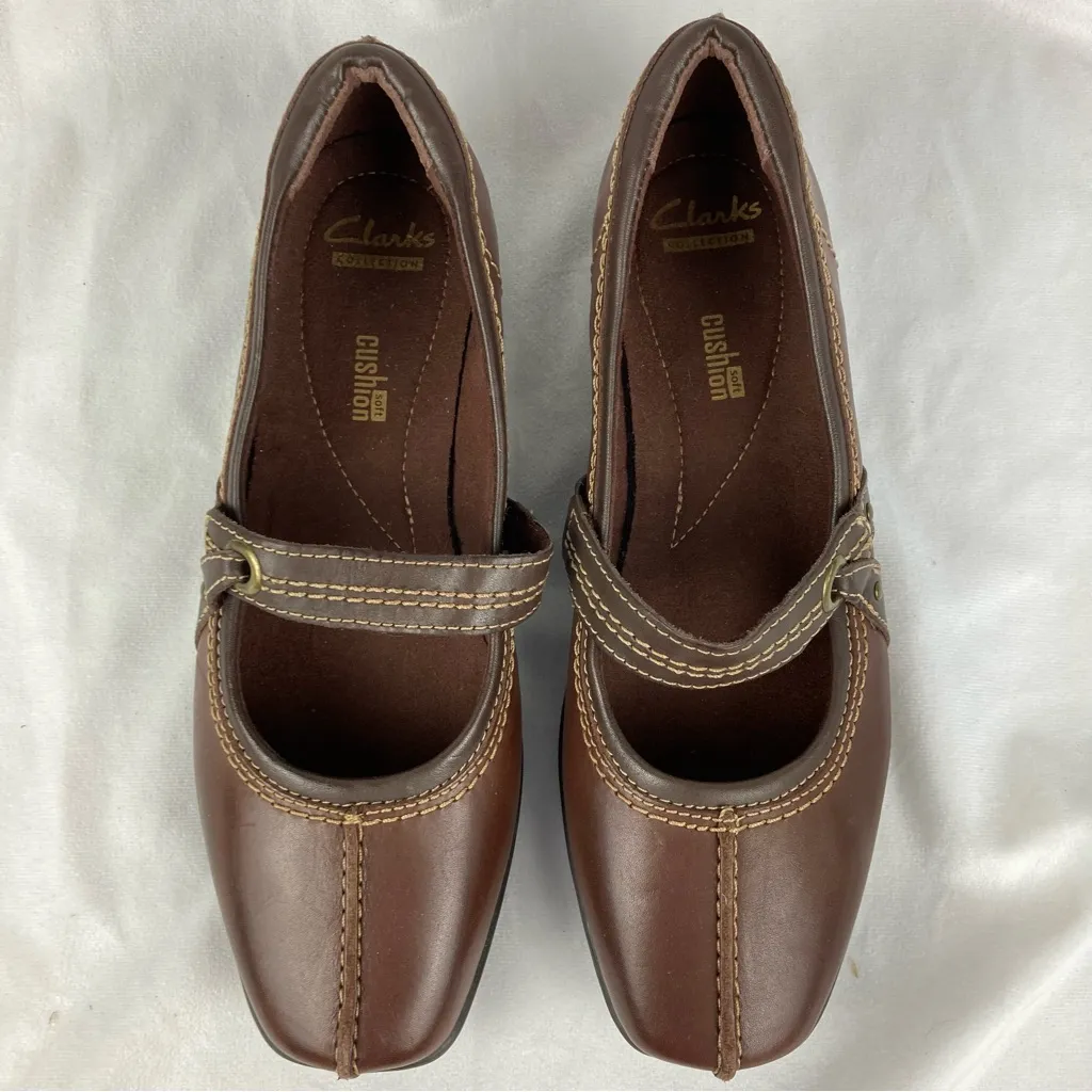Clarks Collection Women's Hayden Maize Mary Jane Brown Leather Flats Sz 8.5 EUC - Image 5