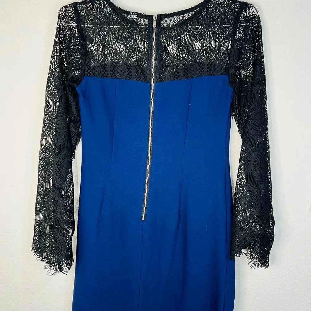 Xhilaration Navy Blue Dress Black Lace Long Sleeves Effortless Elegance Size XS - Image 6
