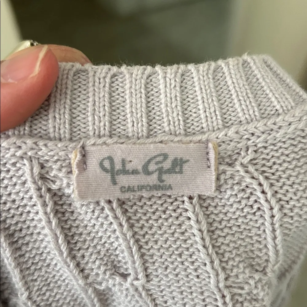 John galt pastel lilac silver cable knit sweater vest 100% cotton one size S M​ - Image 9