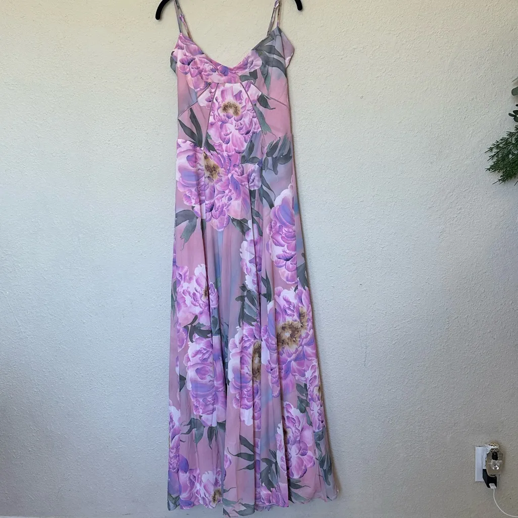 House of CB Seren Pink Floral Floral Lace Back Maxi Dress NWOT Size L D-DD - Image 7