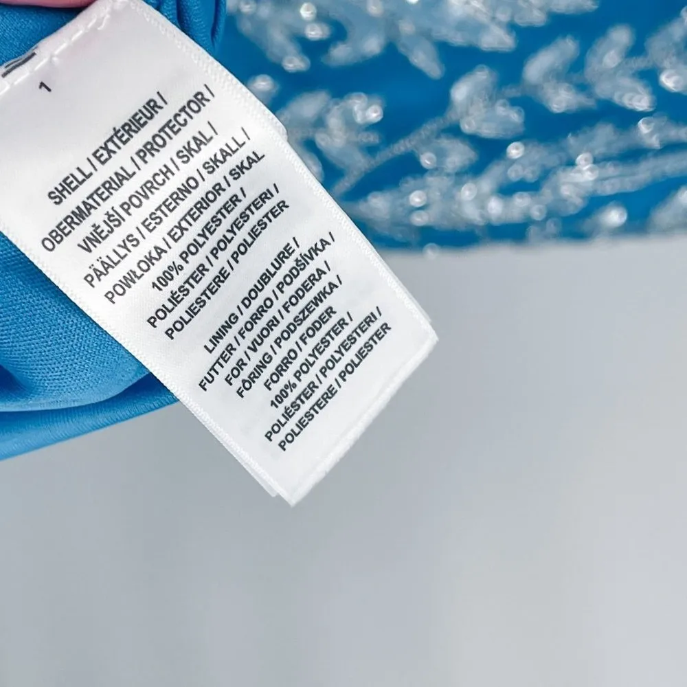 Adrianna Papell Floral Beaded Embellished Godet Gown Maxi Dress Ocean Dream Blue - Image 16