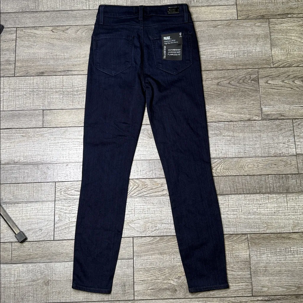 PAIGE Hoxton Crop High Rise Ultra Skinny Indigo Denim Jeans - Image 3