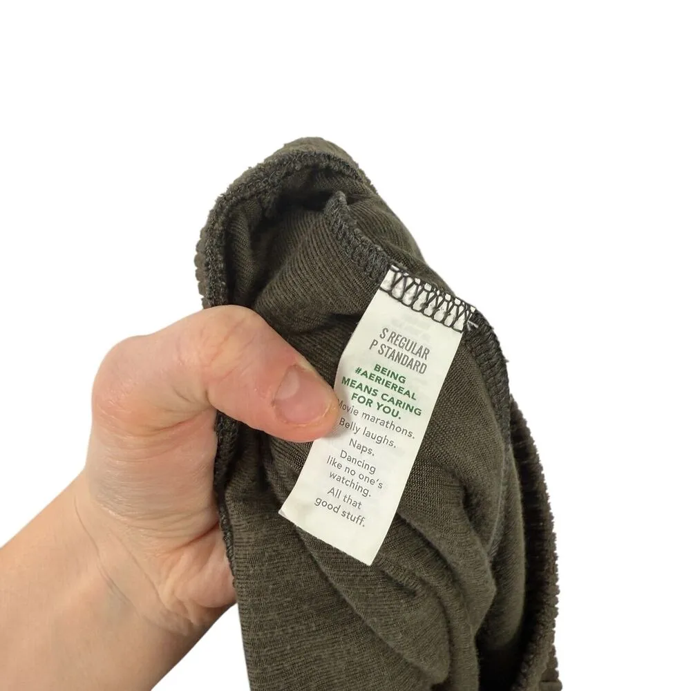 Aerie Grove On Ribbed Flare Pants Green Pull On Boho Festival Womens Size Small - Image 5