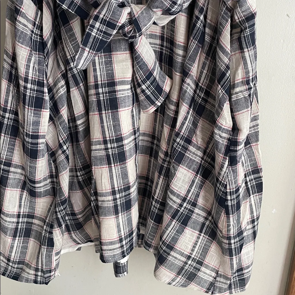 Anthropologie 11 1 Tylho Plaid Tie Front Shirt Dress - Image 9