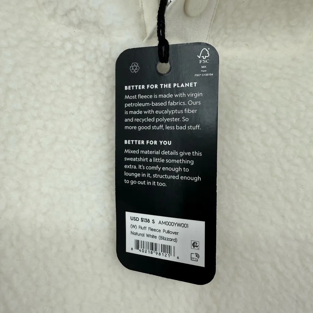 Allbirds  Women's‎ Fluff Fleece Pullover Natural White Size S - Image 4