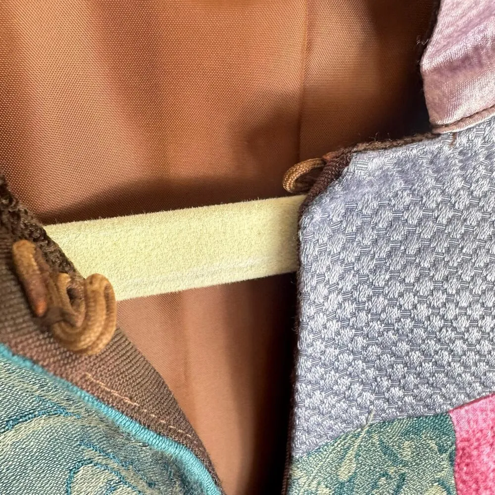 Chico's Colorful Brown Patchwork Tapestry Lined Silk Cotton Blazer Jacket Size L - Image 4