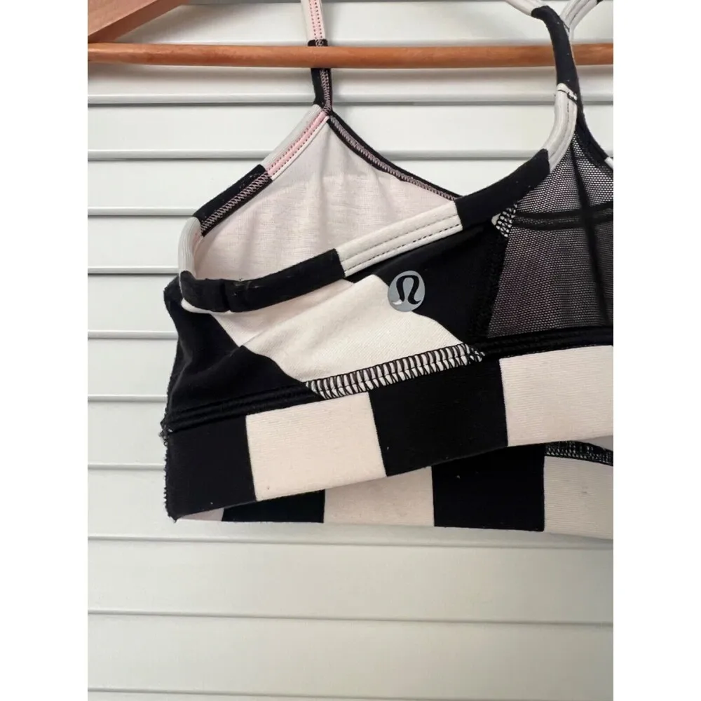 Lululemon Flow Y Bra IV White Black Pink Mesh Size 4 - Image 3