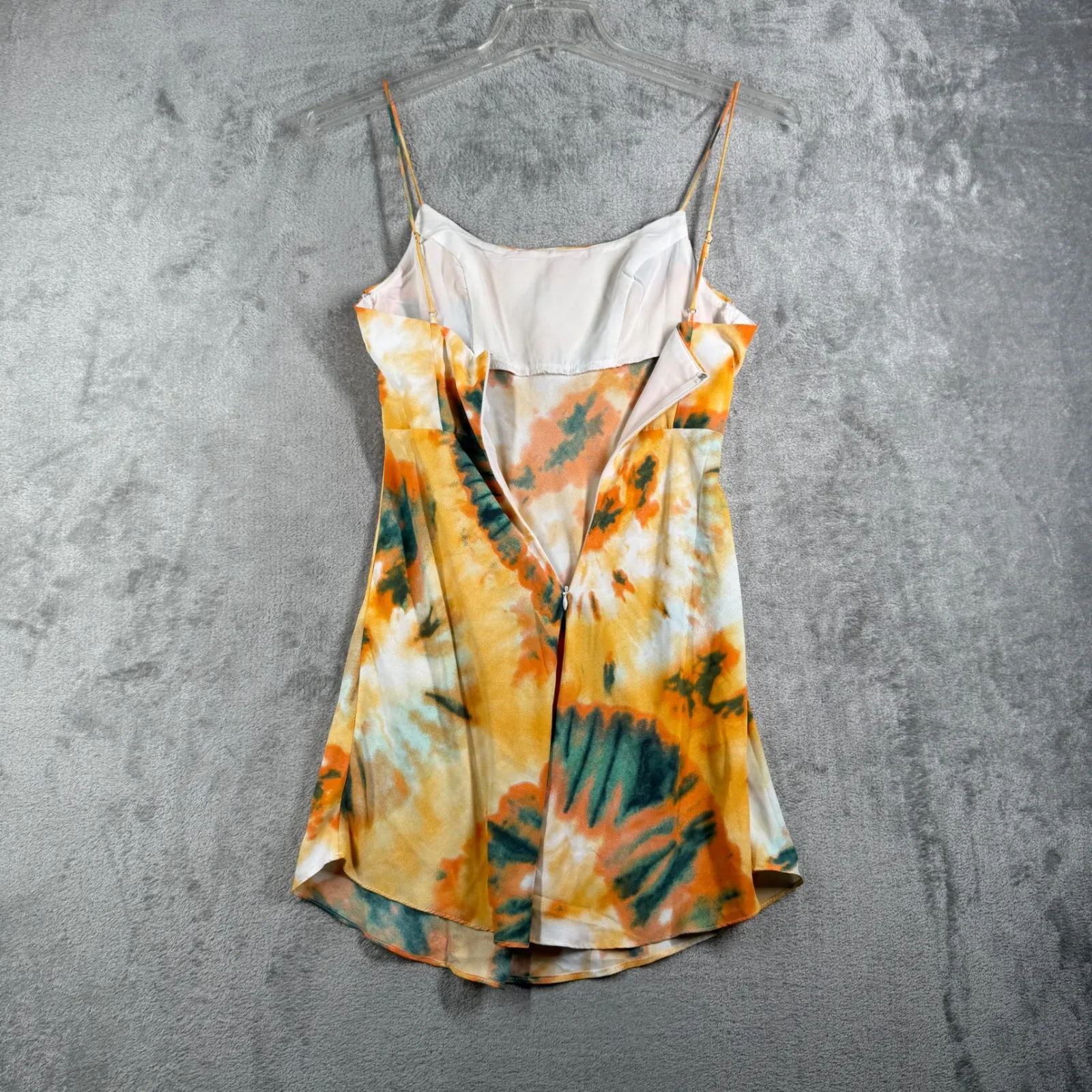 Saints + Secrets Mini Dress Orange Multi Tie Dye Cowl Neck Party Going Out Small - Image 4