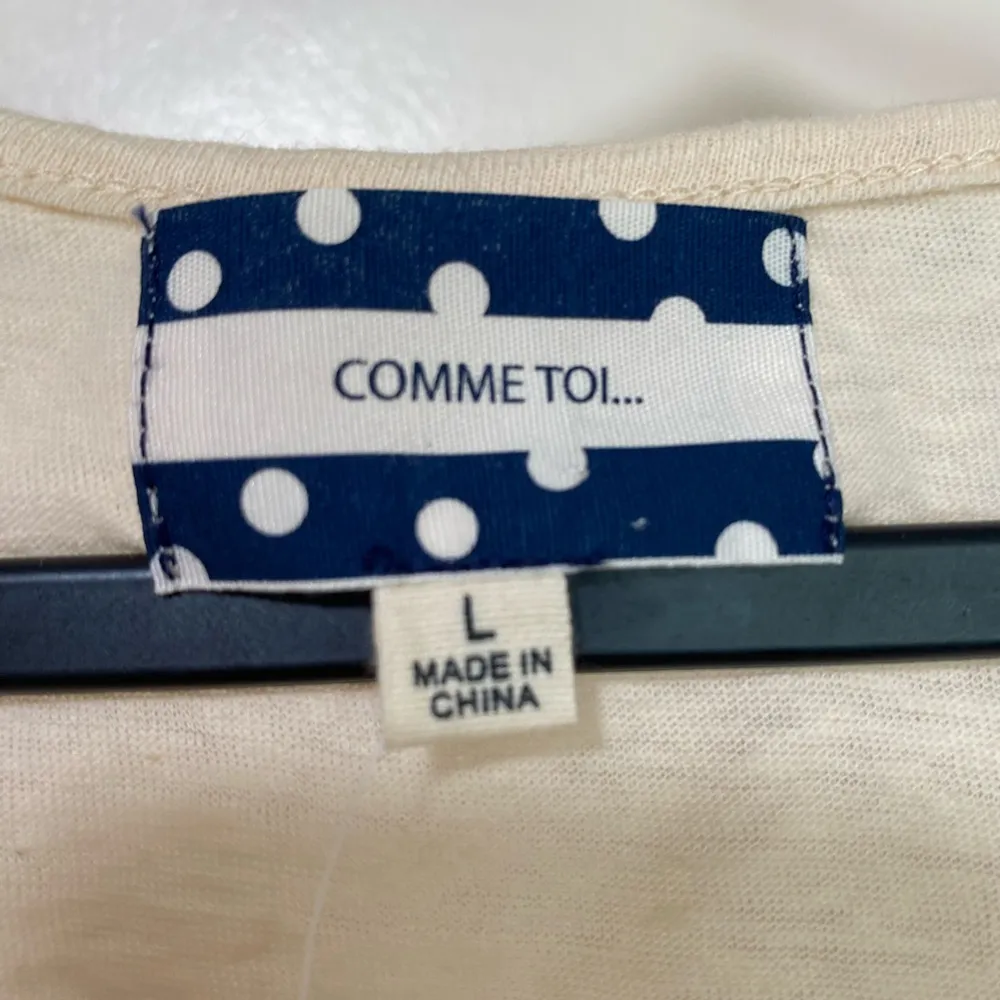 COMME TOI Cream Relaxed Boxy 3/4 Sleeve Blouse 50%cotton 50%linen White Size L - Image 3