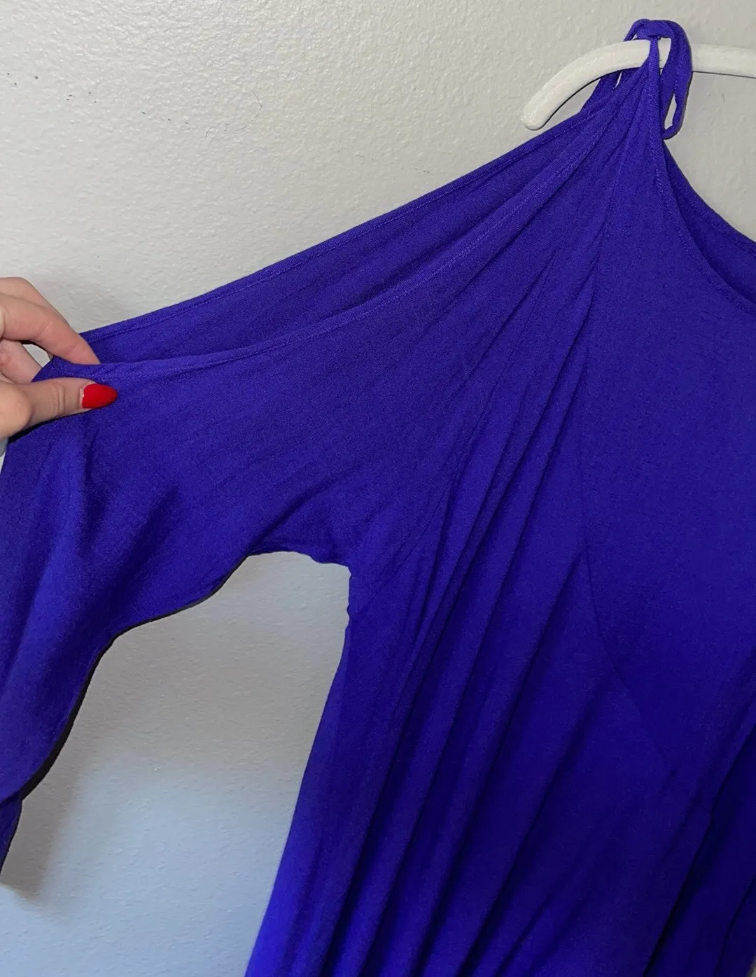 clear skies purple cold shoulder mini tunic dress - Image 4