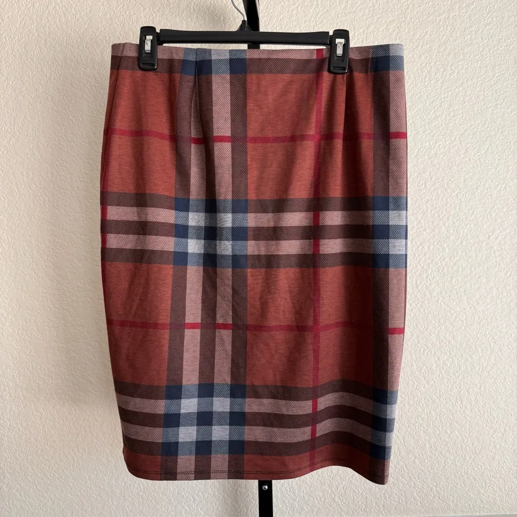 Pencil Skirt Modest Academia Plaid Large Stretch School Preppy Mod Classic Fall Red - Image 2