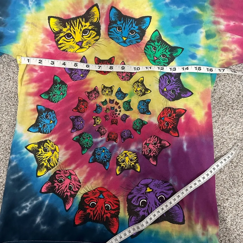 Colorful Tie-Dye Cat Print T-Shirt - Image 3