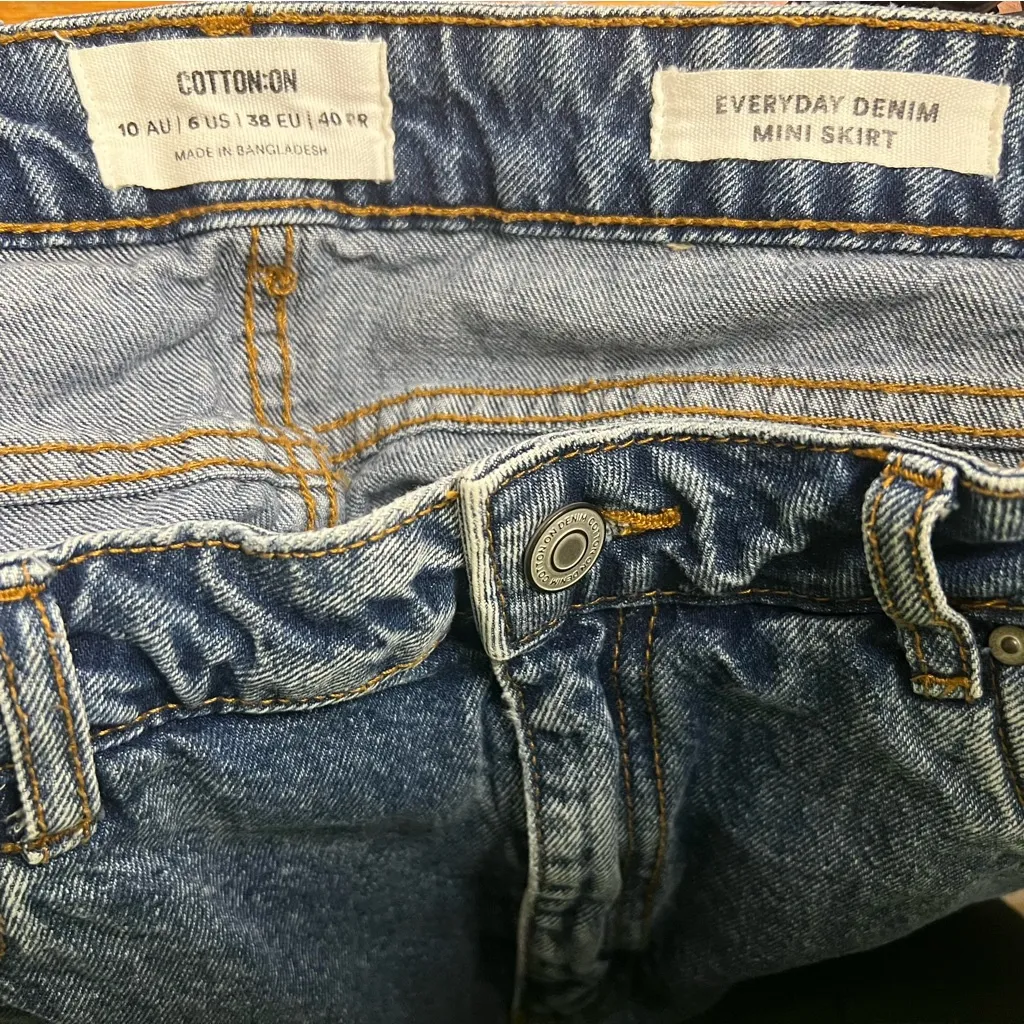 Cotton On‎ Everyday Denim Mini Skirt Frayed Hem High Waist Size 10 - Image 6