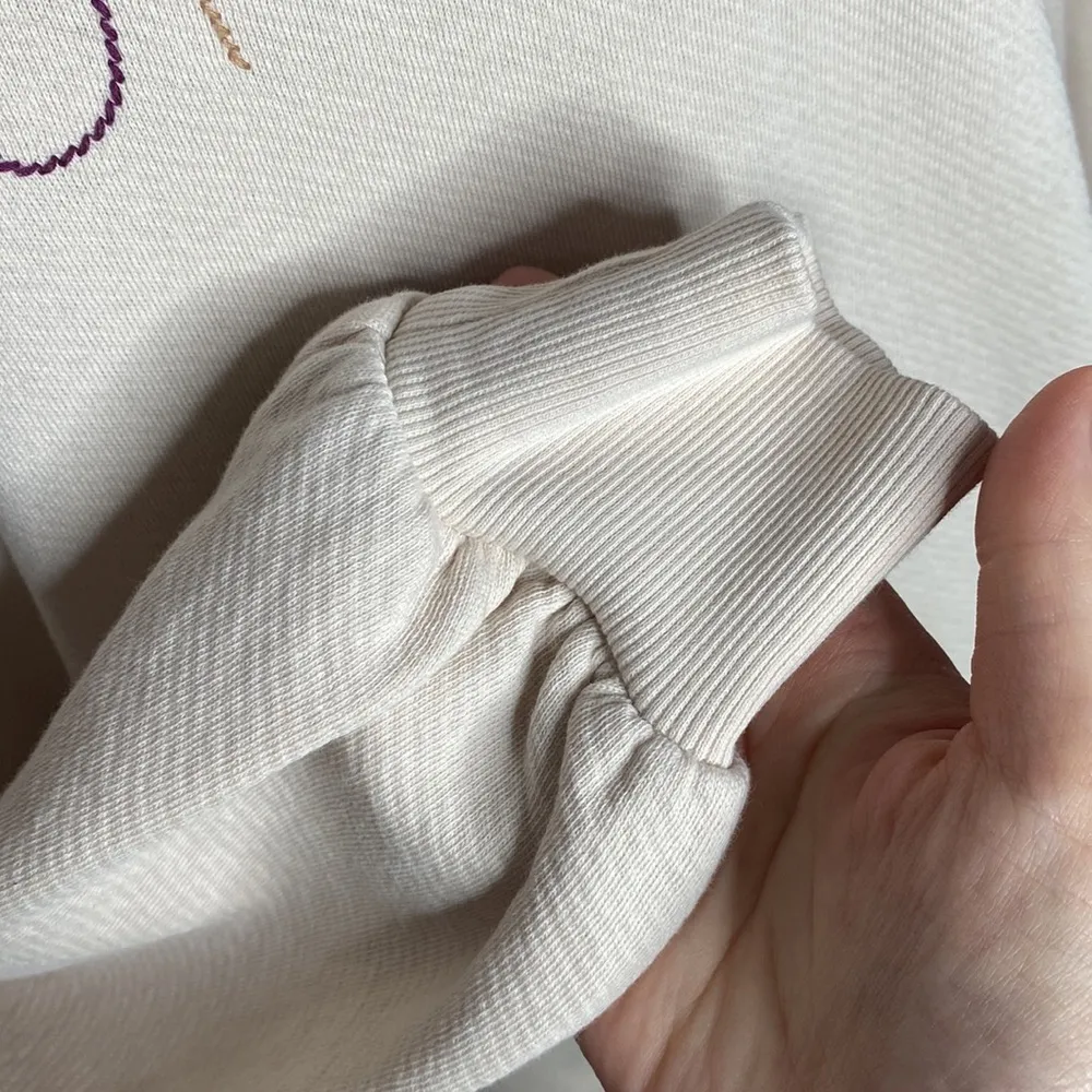 Loft embroidered Saturday + Sunday beige textured French terry sweatshirt size S - Image 8