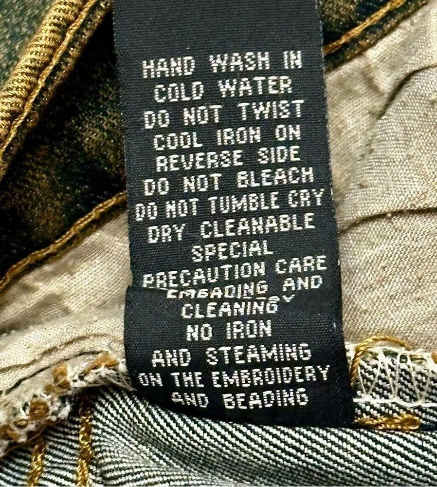 AZI Women’s Embroidered Boho Denim Blue Jeans Sz 32 Hippy Vintage Vibes Cowgirl - Image 11