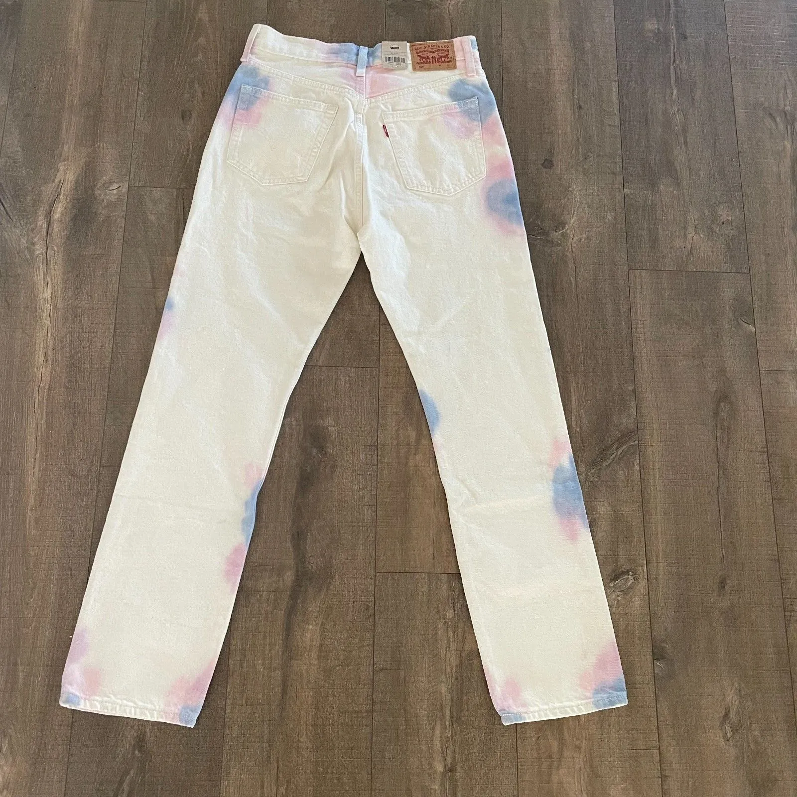 NWT Levi's 501 Jeans Denim Y2K Women Size 27x30 White Tie Dye‎ Denim Button Fly - Image 13