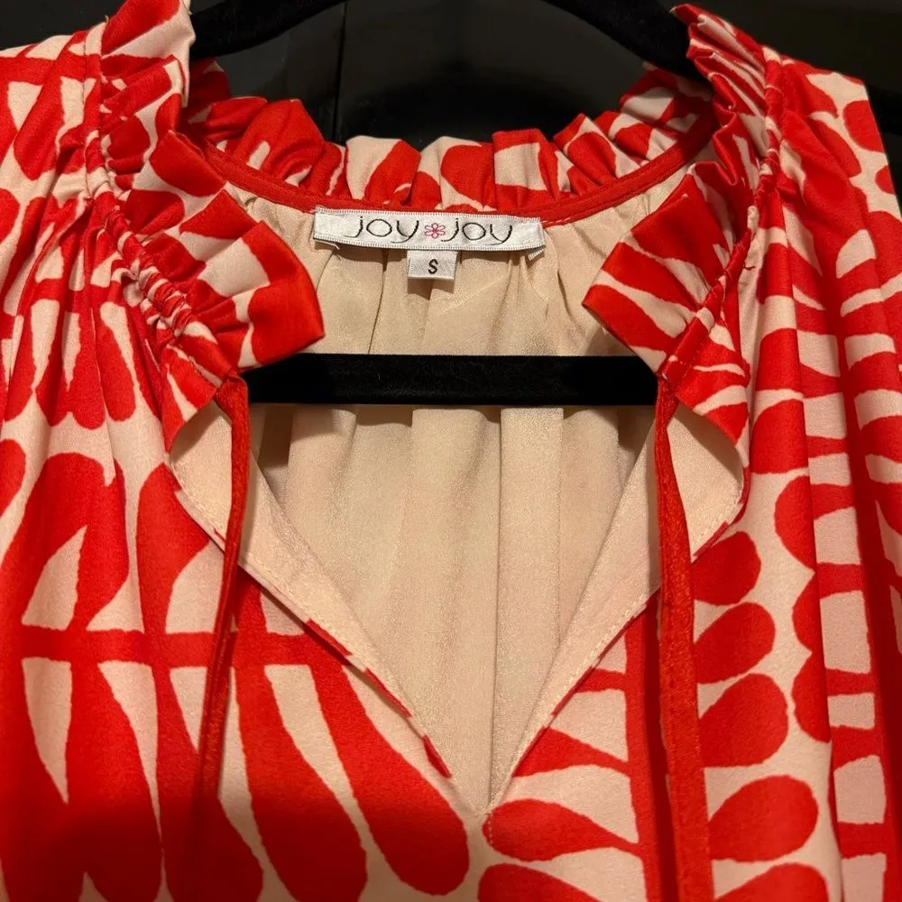 Joy Joy Tiered Trim Halter Dress in Red Rowan Size Small - Image 4