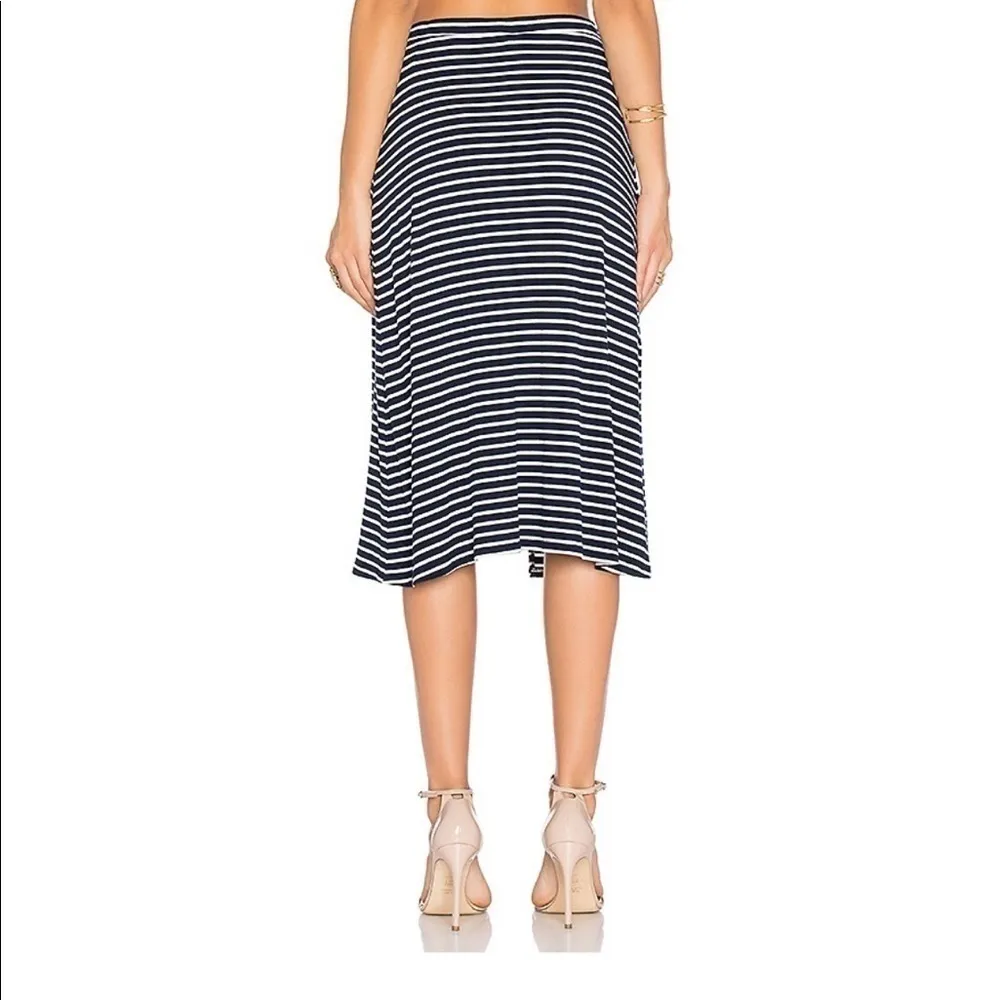 Lovers + Friends Take Me Away Wrap Midi Skirt in Nautical Navy Stripe Sz Medium - Image 3