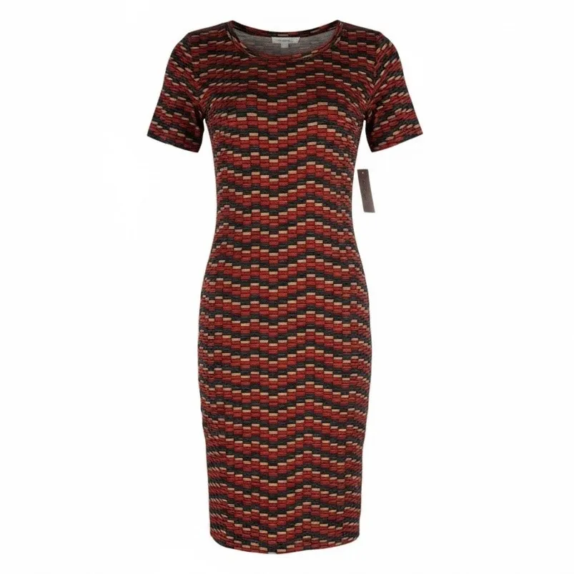 Lularoe Julia Short Sleeve Jersey Dress Knee Length Orange Size S - Image 3