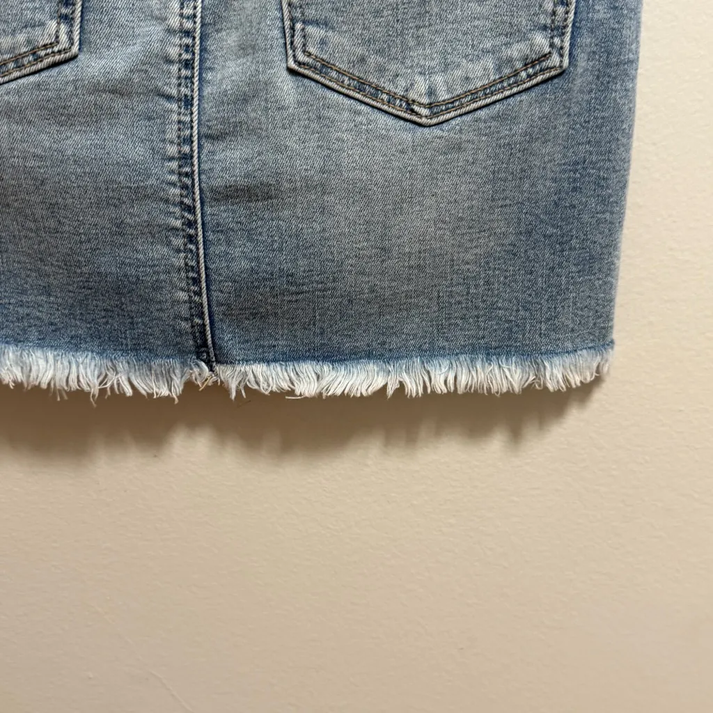 American Eagle high rise light wash distressed stretch denim mini skirt 2 NWT - Image 10