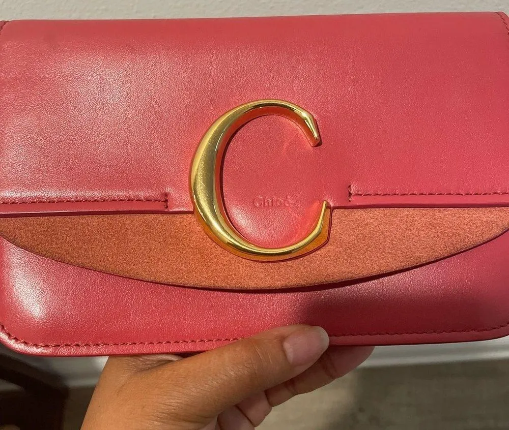 EST. Retail $1,500 CHLOÉ Scarlet Pink C Ring Crossbody Bag - Image 3