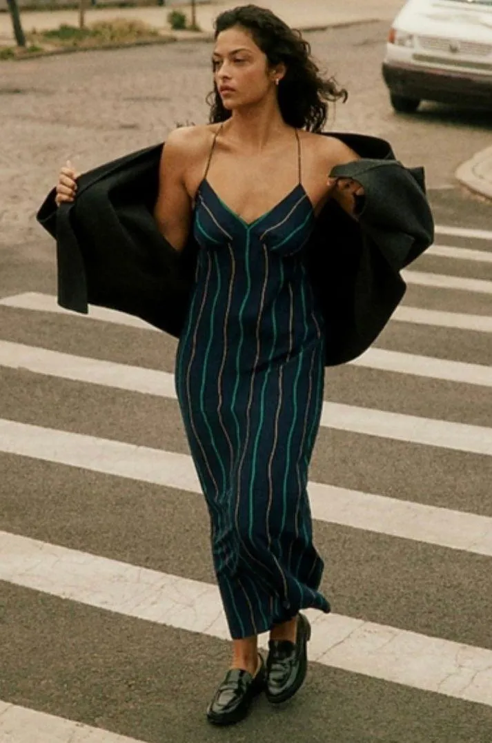 Midi Blue Striped Dress - Image 2