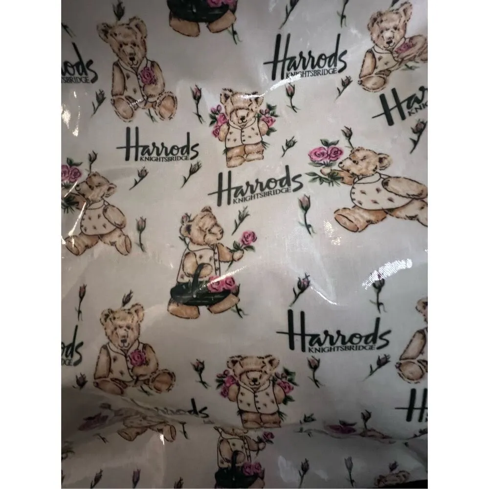 Harrods Teddy Bear Pattern Logo Large Capacity Square Vinyl Tote Bag - Image 3