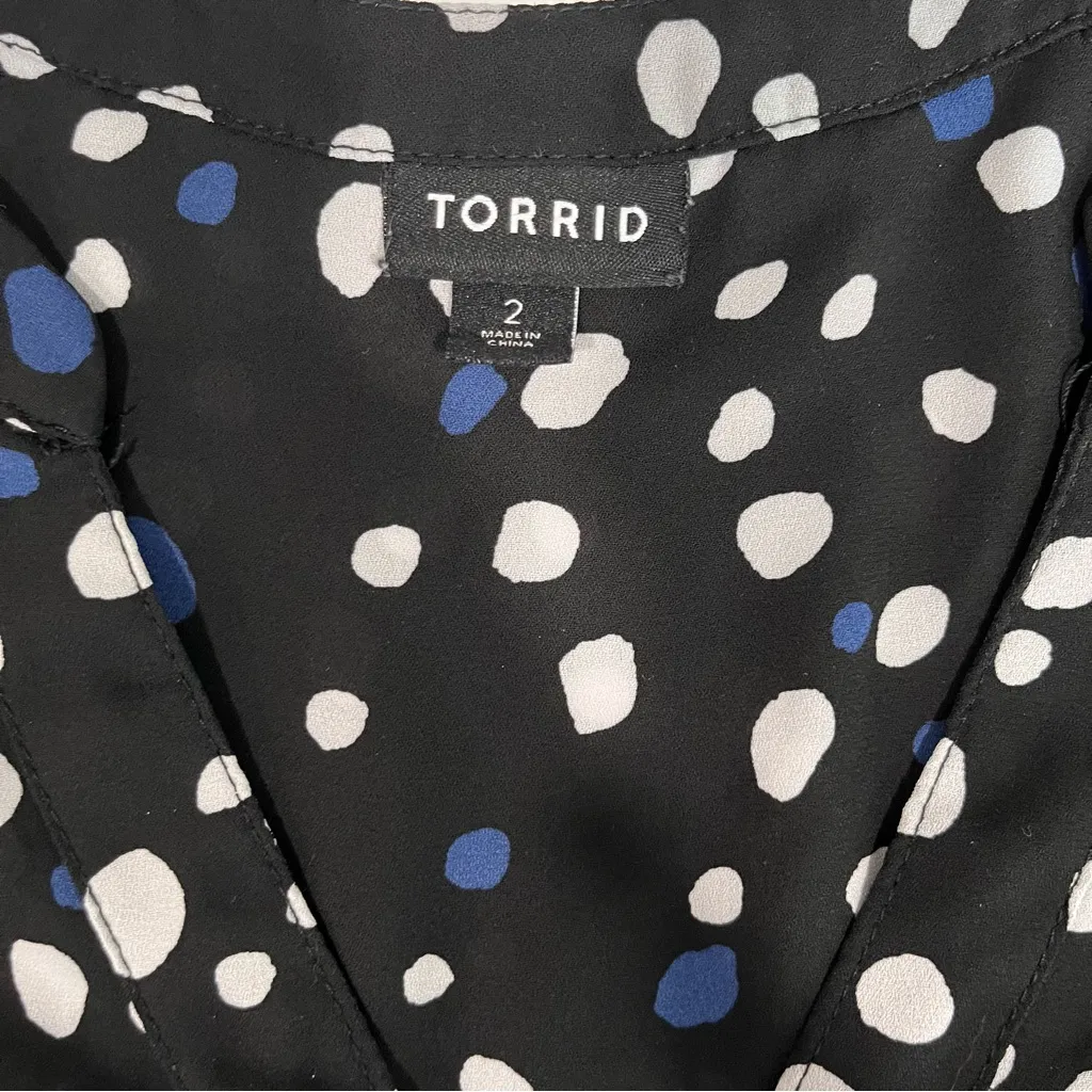 Torrid Colorful Cheetah Dots Georgette‎ 1/4 Zip Front Short Sleeve V Neck Top 2X - Image 10