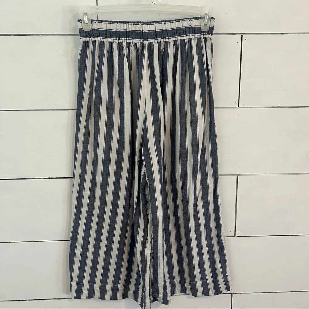 Madewell Houston Striped Linen Wide Leg Pull On Crop Pants. Size Small. EUC - Image 6