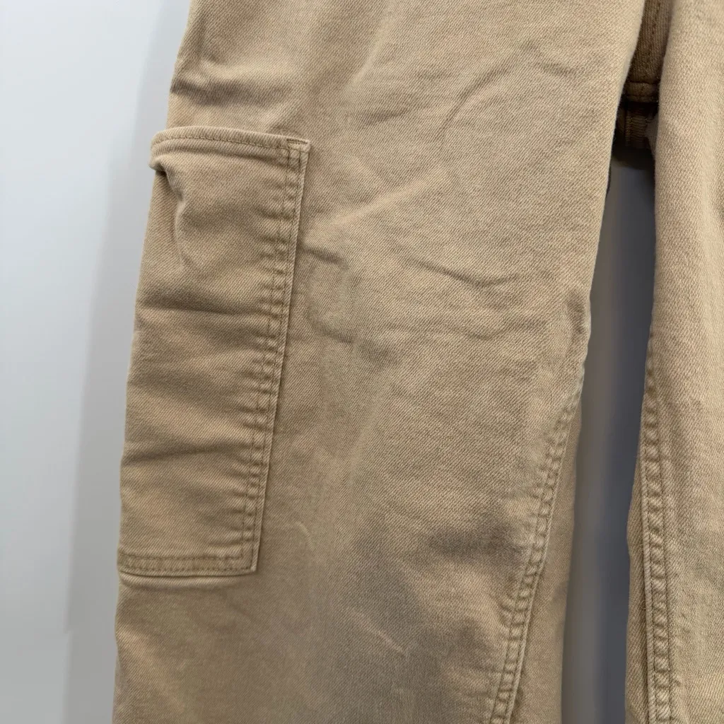 Levi’s High Waisted Wide Leg Crop Cargo Jeans Tan Utility Stretch W30 - Image 3