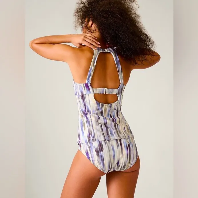 NEW Athleta Maldives Grey Abstract Tankini Set Eco Swimwear Bra Women’s 34B/C - Image 2