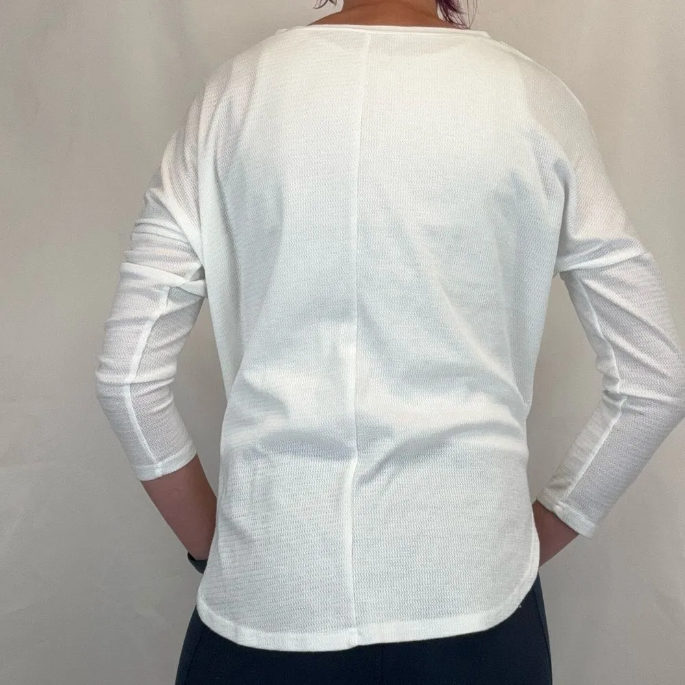 Unbranded Womens Sheer Front Tie Button Front V Neck White Cardigan M Med Medium - Image 2