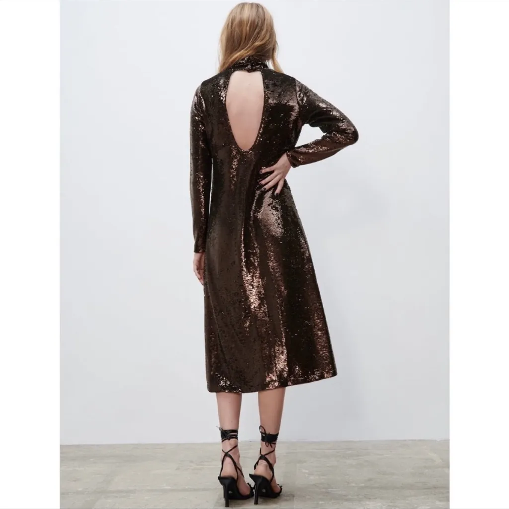 NWT ZARA BLOGGERS FAV LIMITED EDITION  ALL OVER SEQUINS MIDI DRESS - Image 7