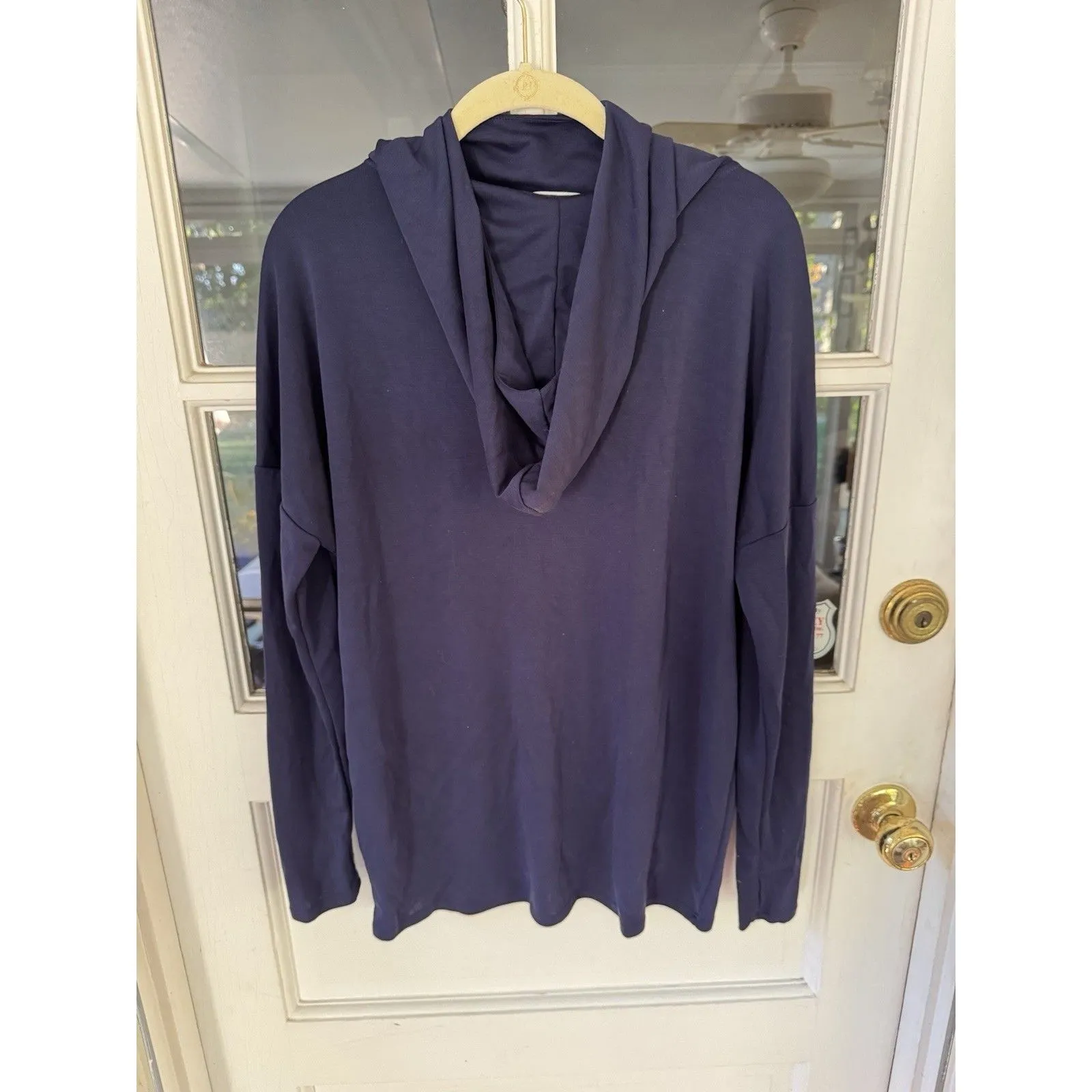 Cable & Gauge Studio Navy Blue Cowl Neck Pullover Hoodie Women's S Athleisure - Image 7