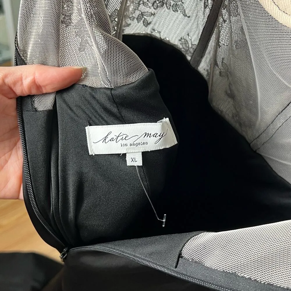 Katie May Black Tink Lace Bustier Sleeveless Wide Leg Jumpsuit XL - Image 14