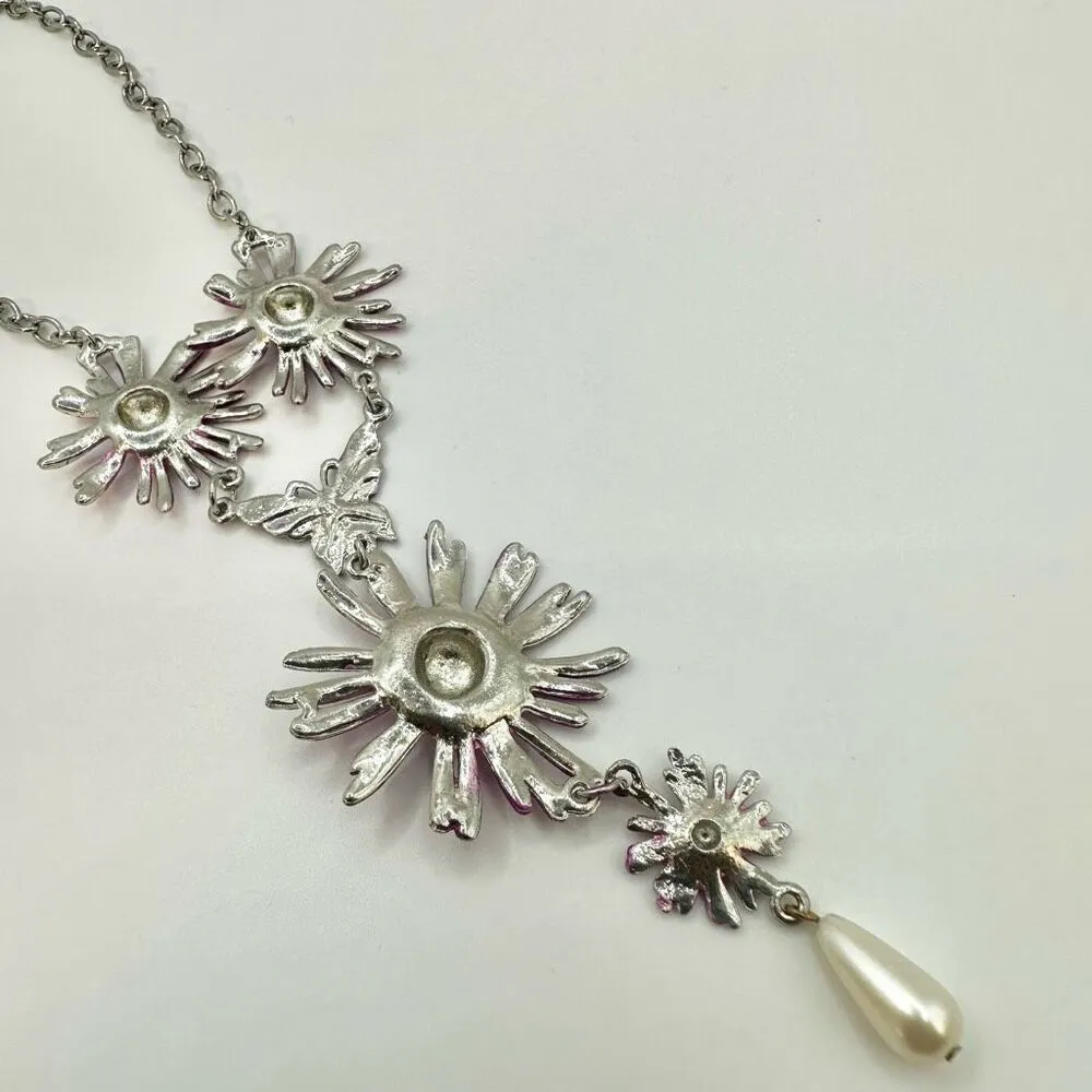 Pink flower butterfly statement necklace - Image 7