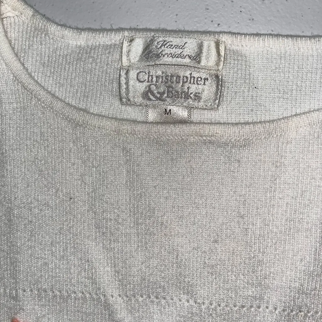 💜 Vintage Christopher & Banks Floral Hand Embroidered Sweater - Image 6