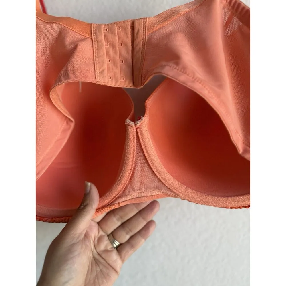 Cacique Women’s Ombré Linear Lace Smooth Balconette‎ Bra Orange Lace Size 42DD - Image 15