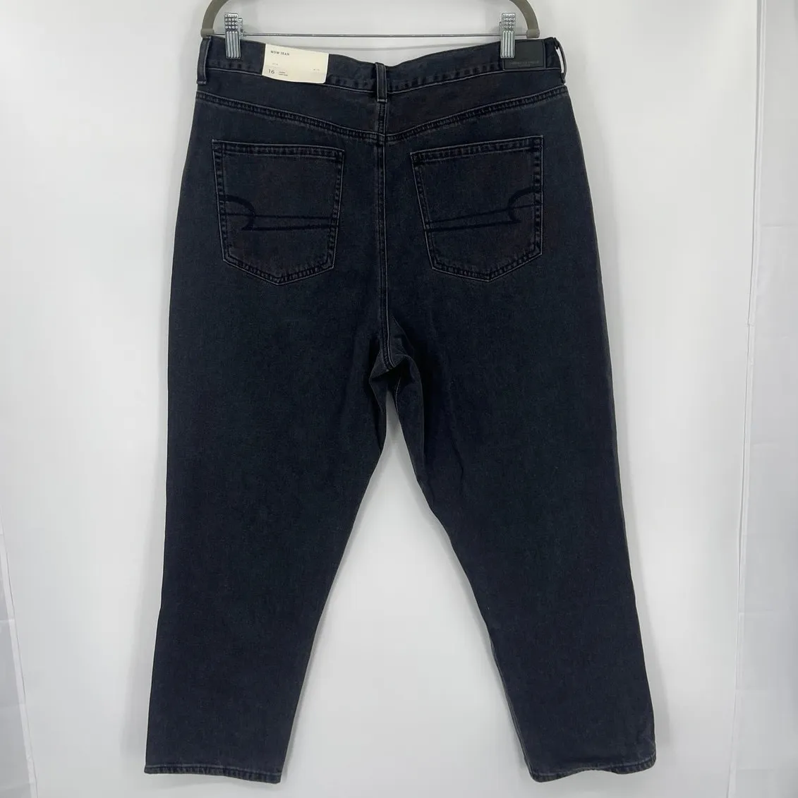 American Eagle Mom Jeans 16S Y2K Grunge Street Black Baggy Highrise Tapered NWT - Image 6