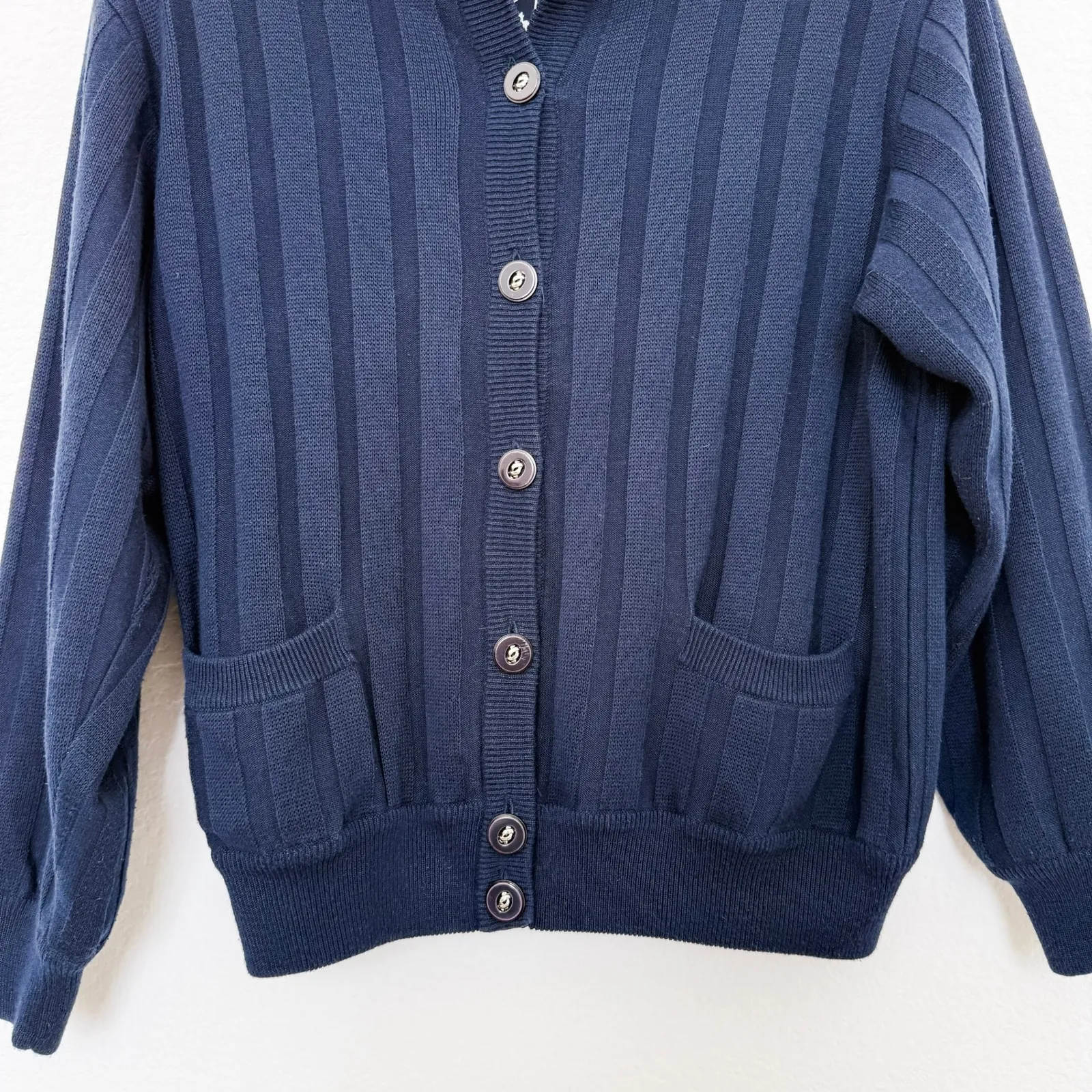 Morado Womens Cardigan Size L Navy Blue Button Front Classic Preppy Parisian Size L - Image 3