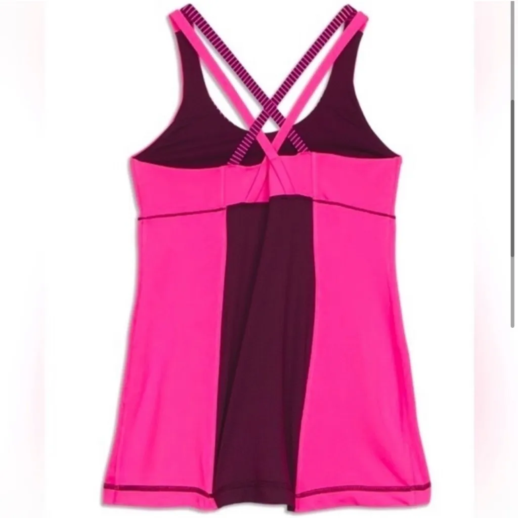 Lululemon Striped Top in Rasperry Glo Hot Pink / Burgundy Lycra Spandex Multi - Image 2