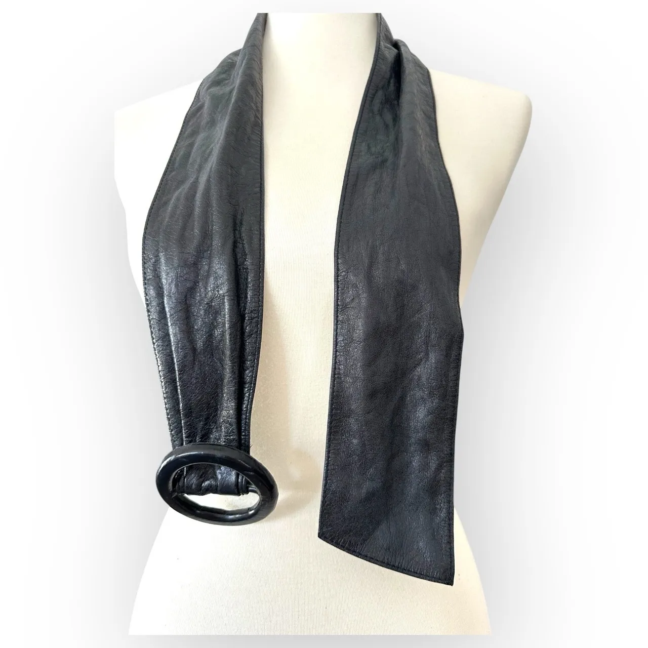 HYDE Collection H16021 Black Wrap Around Wide Round Buckle Obi Belt M - Image 6