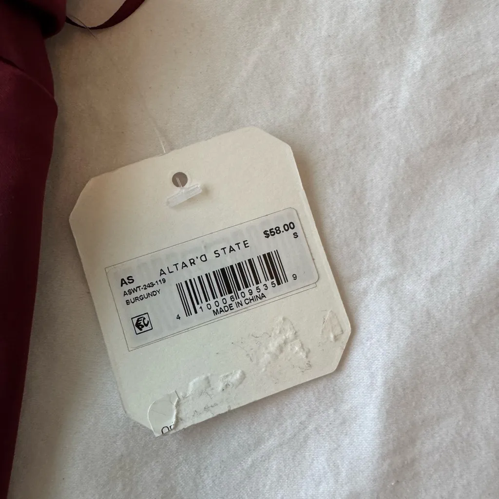 NWT Altar’d State Burgundy/ Maroon Bow Top - Image 3