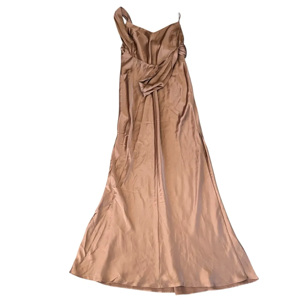 Frame and Partners Francois Bronze Satin Draped Maxi Dress Size 12 NWT - Image 9