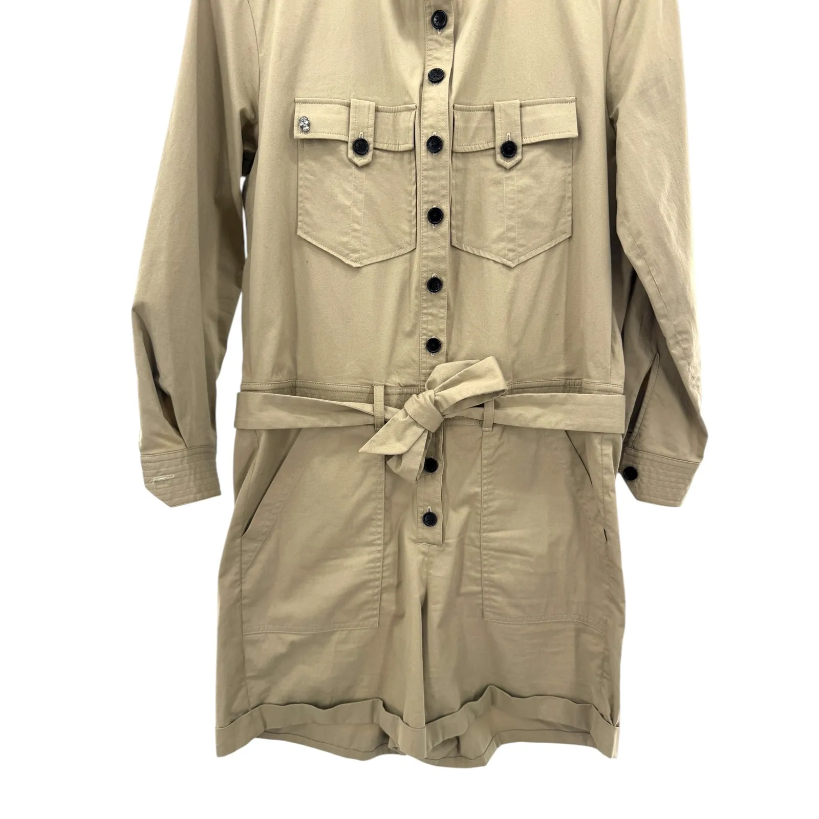 Zadig‎ & Voltaire Cooki Twill Belted Romper Playsuit Khaki Utility Jumpsuit M - Image 5
