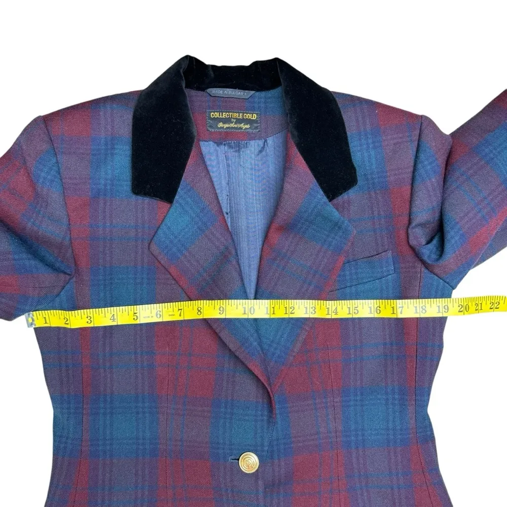 Giorgio Sant Angelo Collectible Gold Women Blazer Velvet Collar 100% Wool Size 8 - Image 13