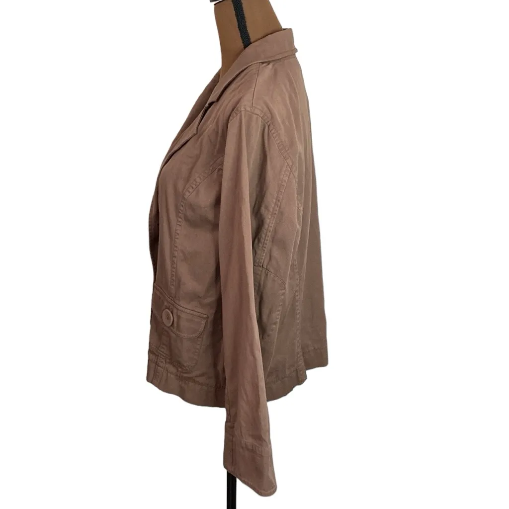 J Jill brown cotton lagenlook two button lightweight blazer size XL petite - Image 3